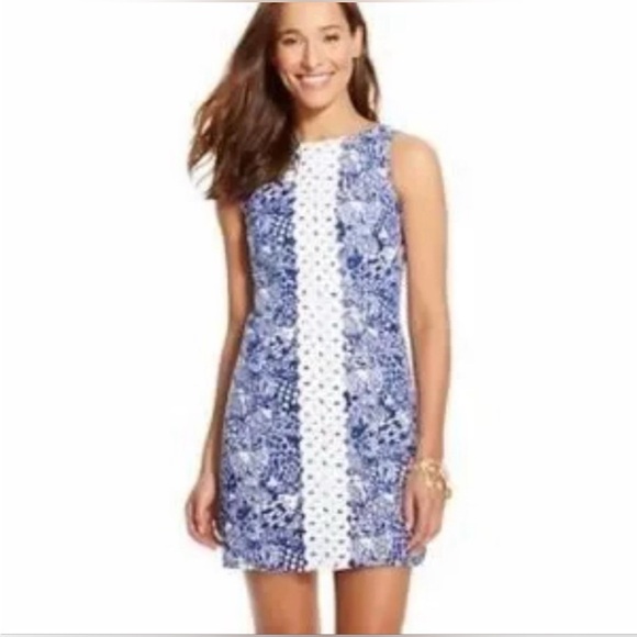 NEW Lily Pulitzer Target Upstream Fish Blue Sleeveless Shift Dress Womens Siz 10 - Picture 1 of 12